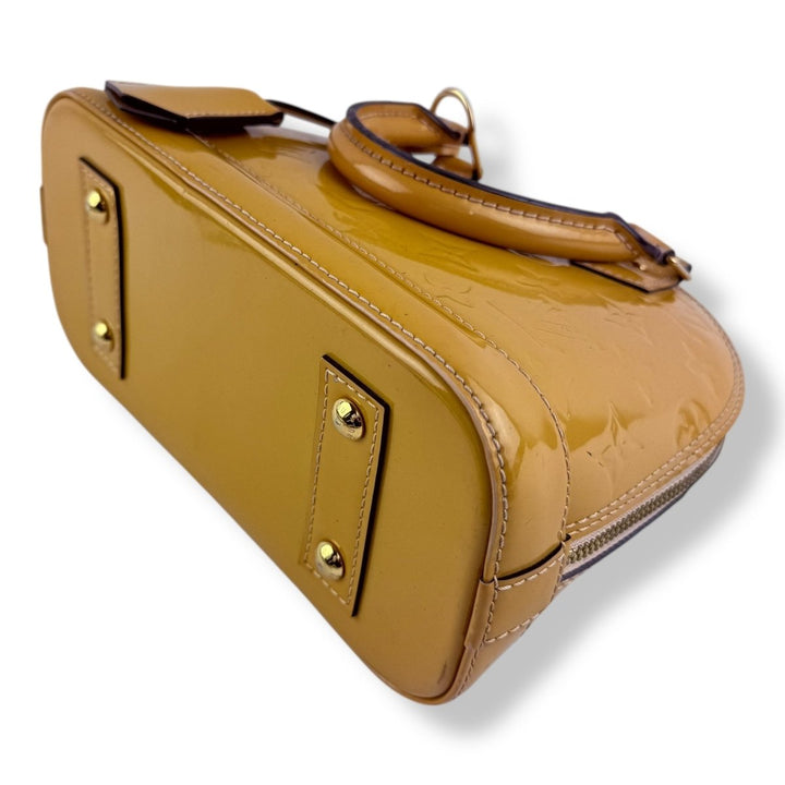 Louis Vuitton Alma BB Tan Vernis Patent Leather Monogram Handbag - Lux Central