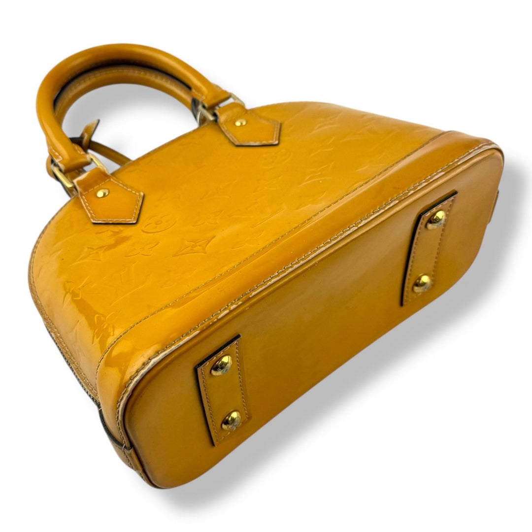 Louis Vuitton Alma BB Tan Vernis Patent Leather Monogram Handbag - Lux Central