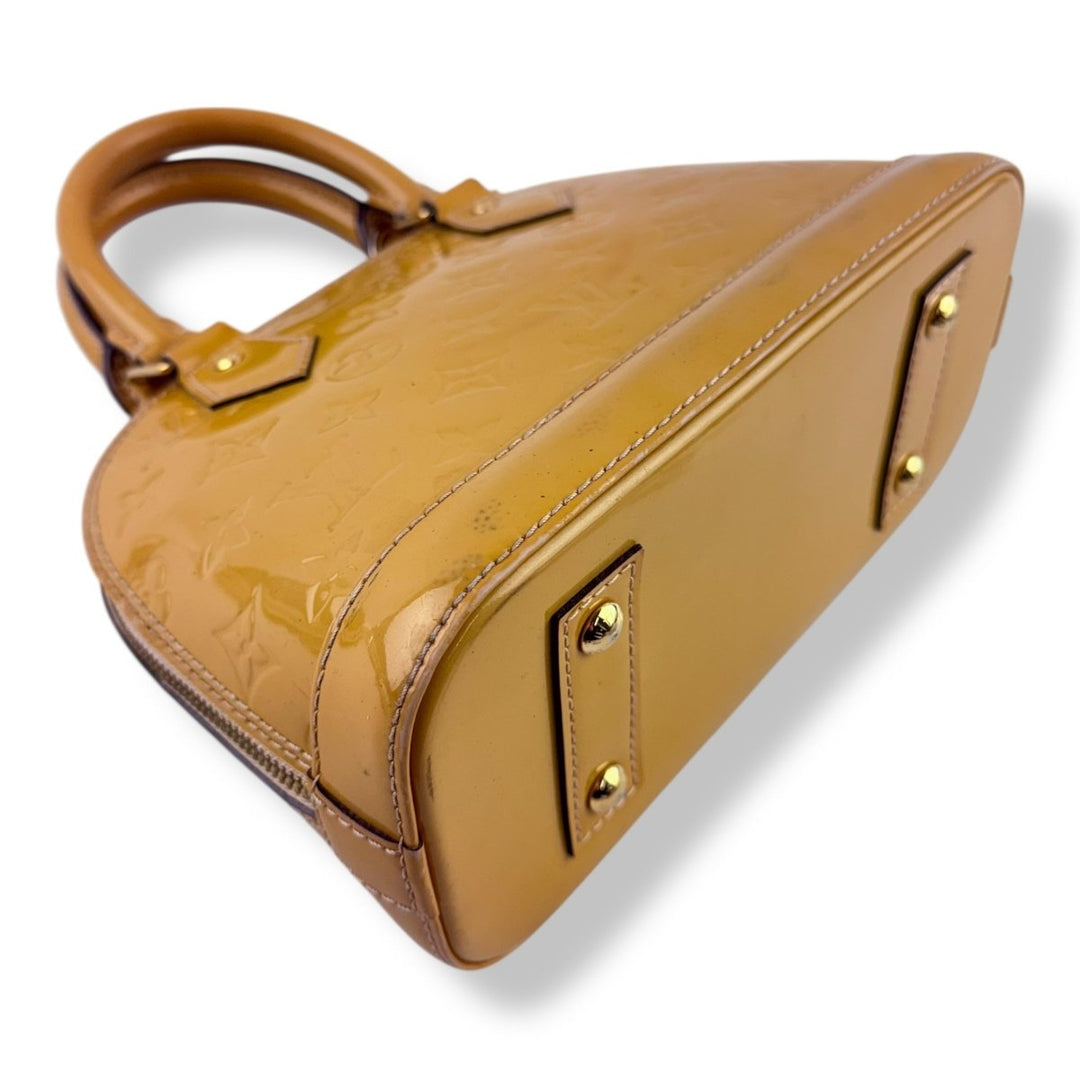 Louis Vuitton Alma BB Tan Vernis Patent Leather Monogram Handbag - Lux Central