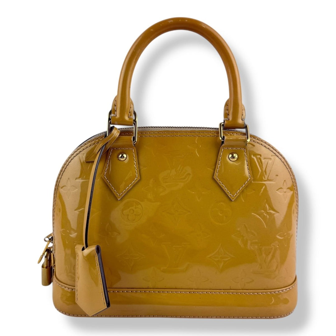Louis Vuitton Alma BB Tan Vernis Patent Leather Monogram Handbag - Lux Central