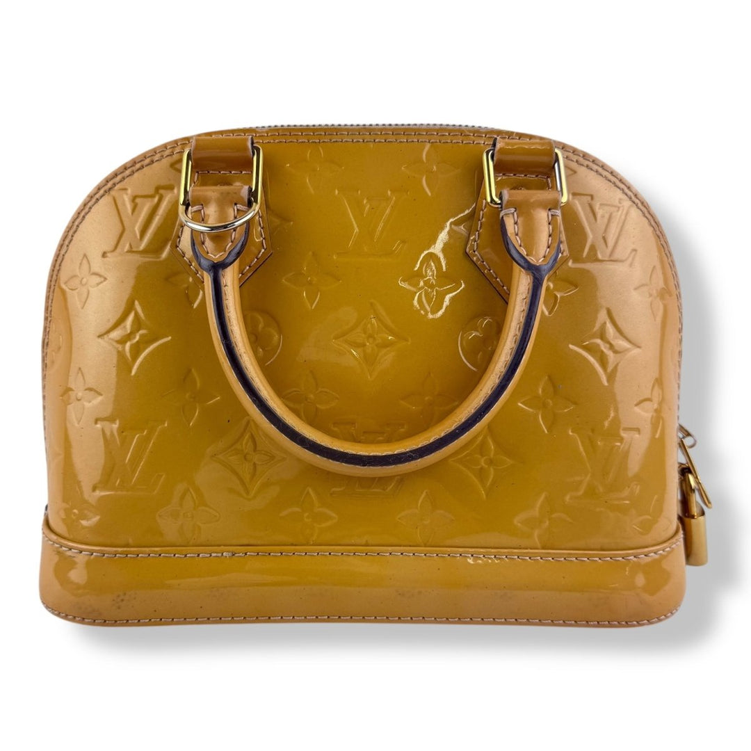 Louis Vuitton Alma BB Tan Vernis Patent Leather Monogram Handbag - Lux Central