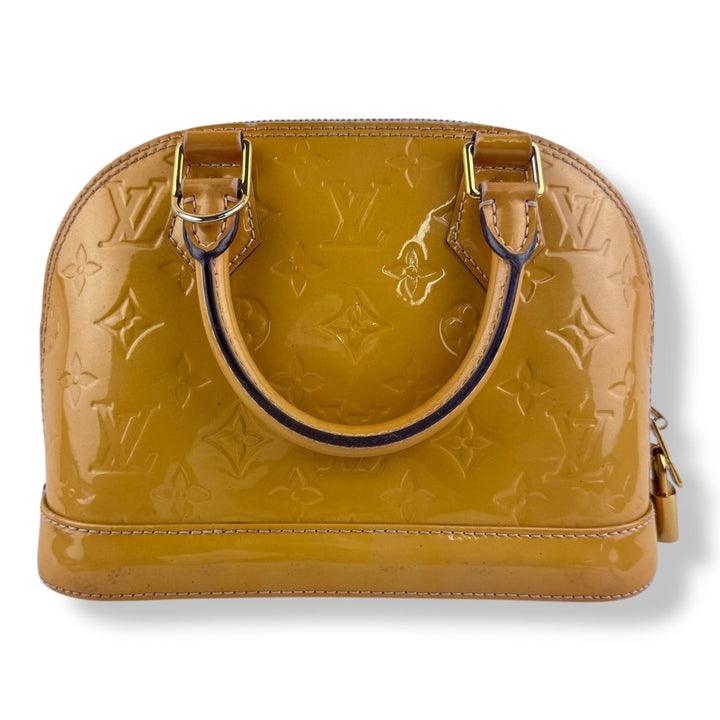 Louis Vuitton Alma BB Tan Vernis Patent Leather Monogram Handbag - Lux Central