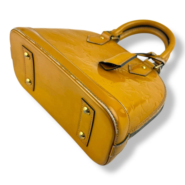 Louis Vuitton Alma BB Tan Vernis Patent Leather Monogram Handbag - Lux Central