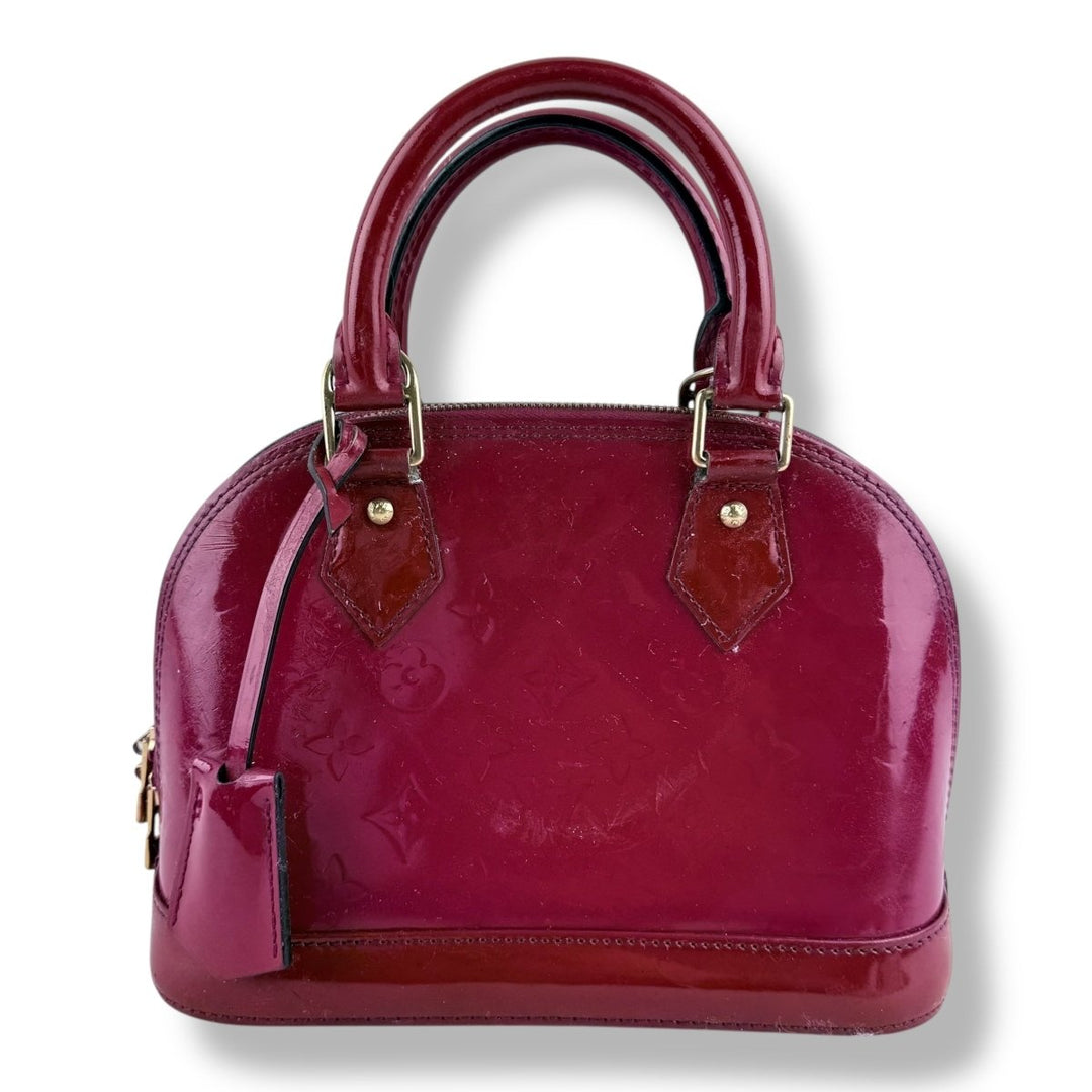 Louis Vuitton Alma BB Vernis Red Monogram Handbag - Lux Central