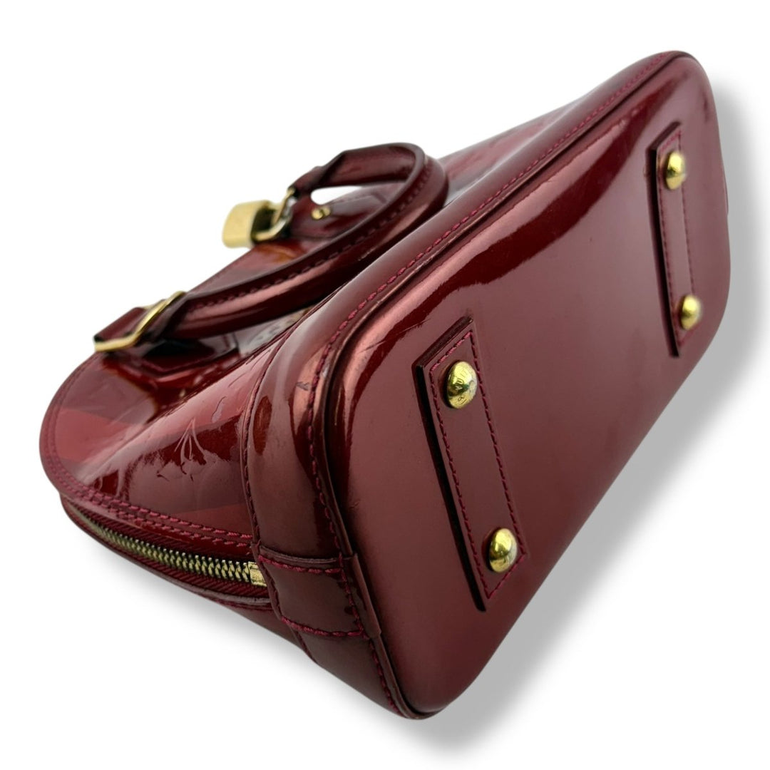 Louis Vuitton Alma BB Vernis Red Stripe Monogram Handbag - Lux Central