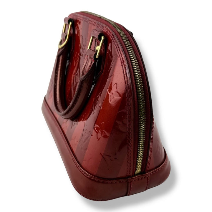 Louis Vuitton Alma BB Vernis Red Stripe Monogram Handbag - Lux Central