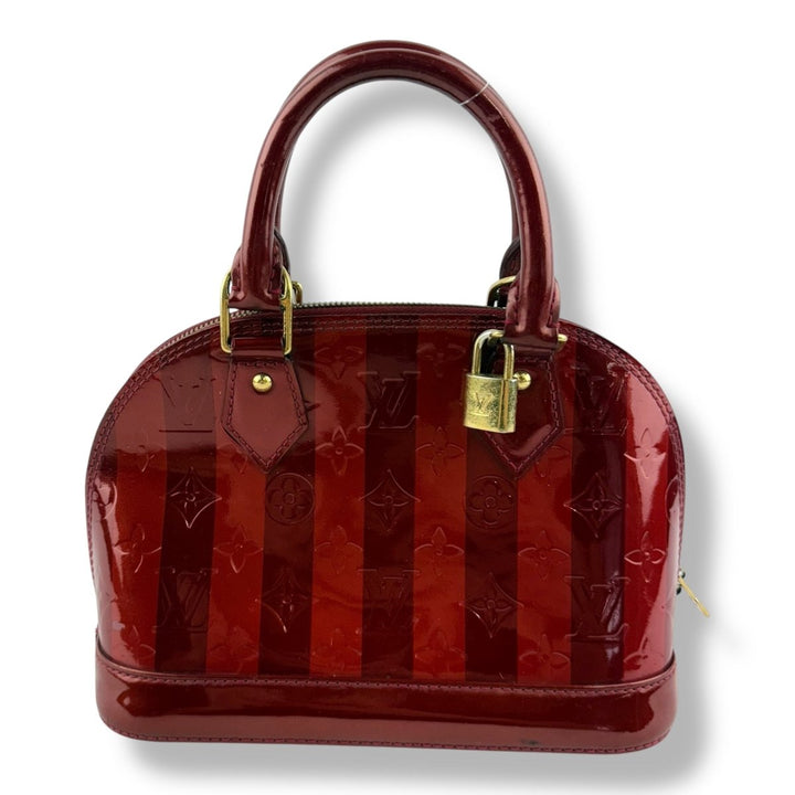 Louis Vuitton Alma BB Vernis Red Stripe Monogram Handbag - Lux Central
