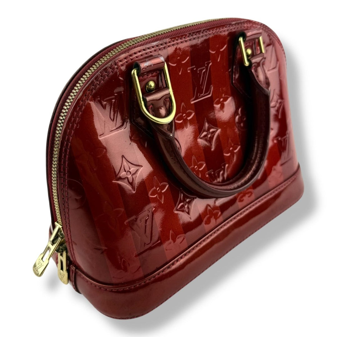 Louis Vuitton Alma BB Vernis Red Stripe Monogram Handbag - Lux Central
