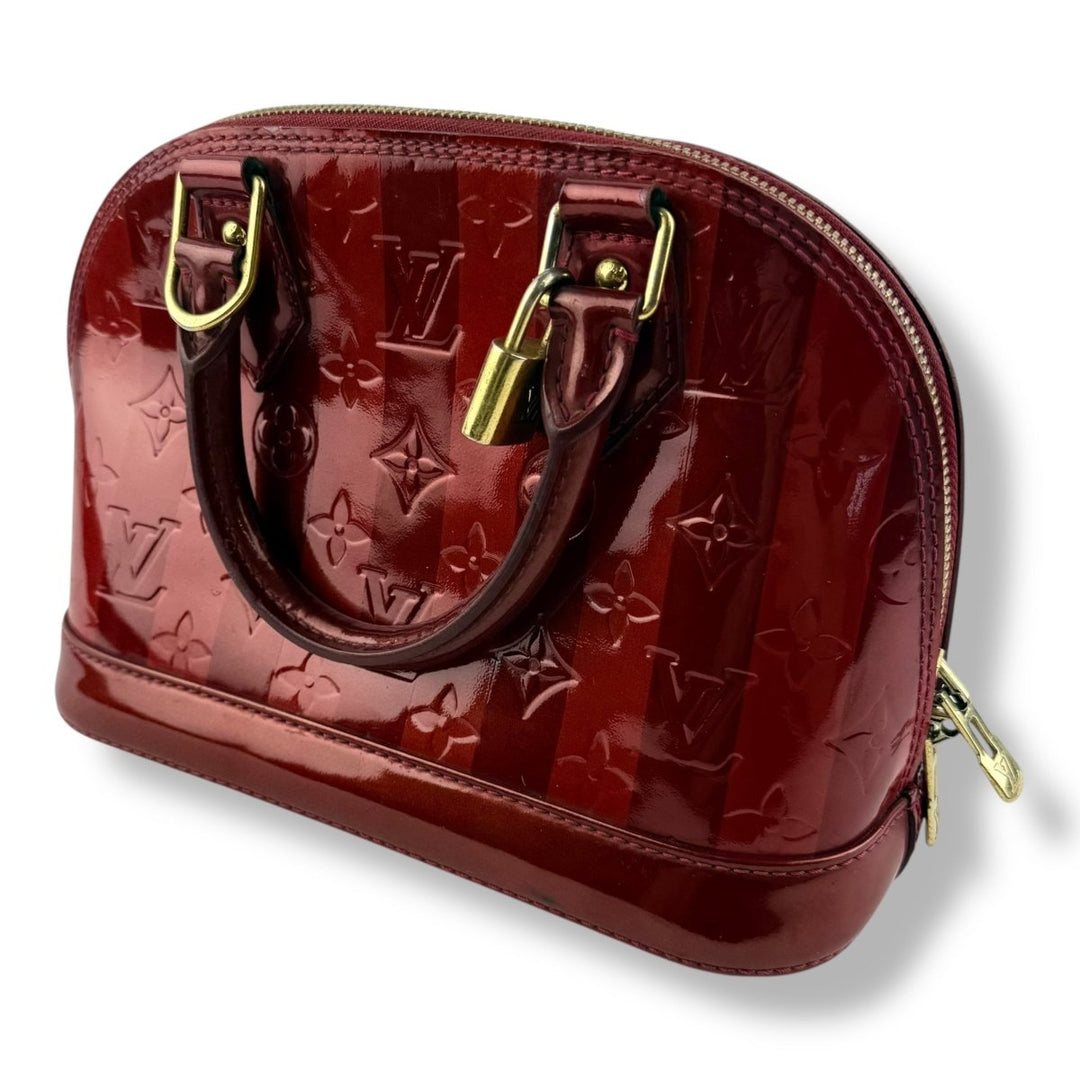 Louis Vuitton Alma BB Vernis Red Stripe Monogram Handbag - Lux Central