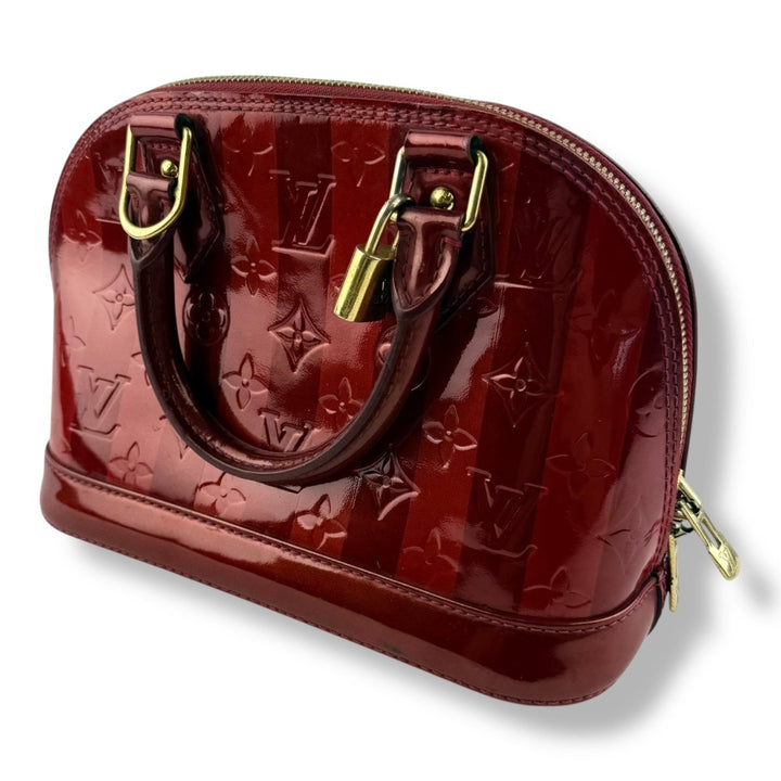Louis Vuitton Alma BB Vernis Red Stripe Monogram Handbag - Lux Central