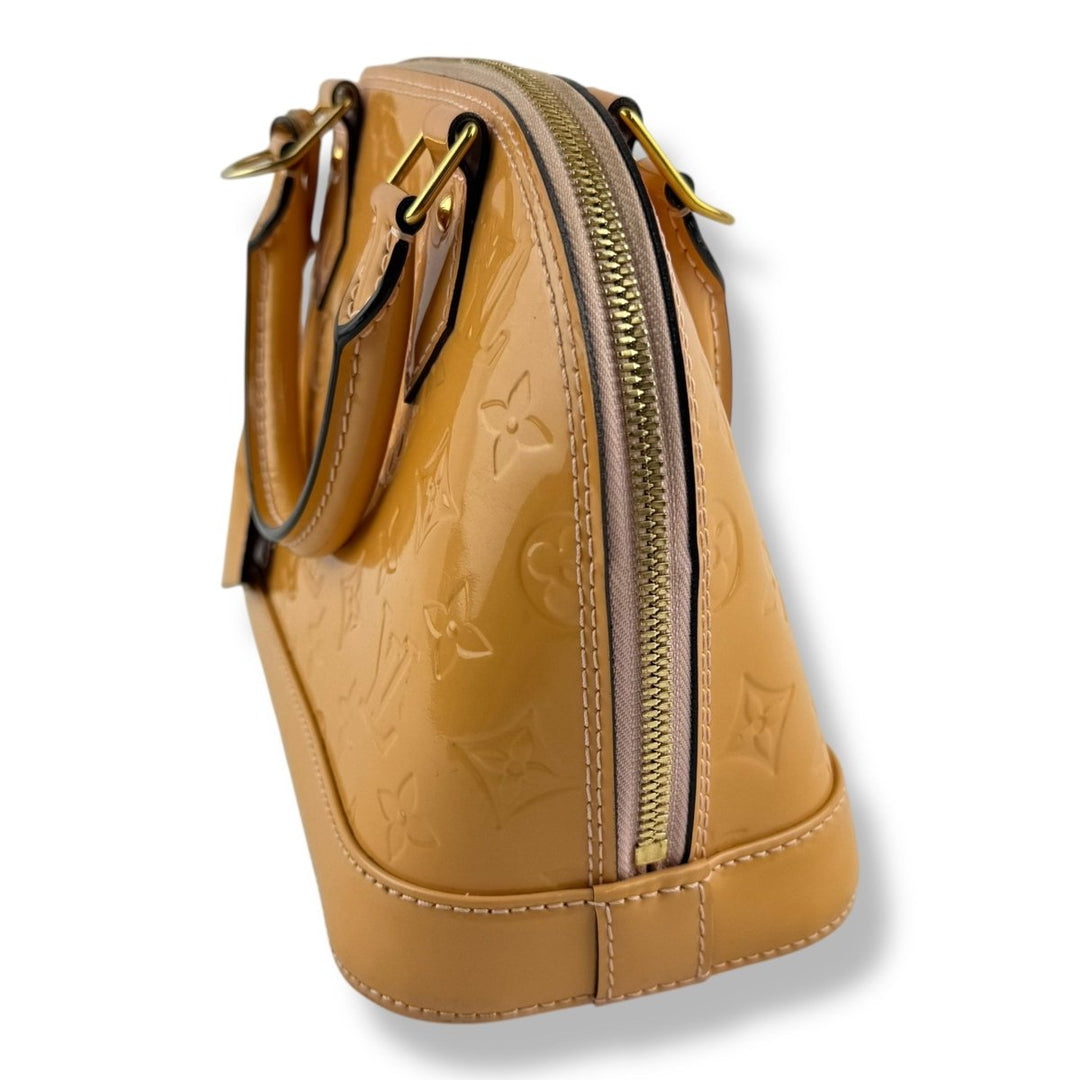 Louis Vuitton Alma BB Vernis Tan Monogram Handbag - Lux Central