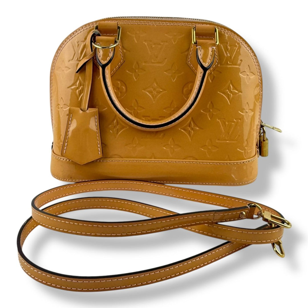 Louis Vuitton Alma BB Vernis Tan Monogram Handbag - Lux Central