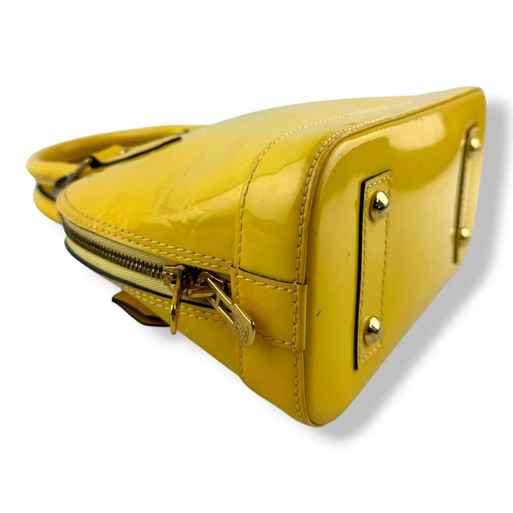 Louis Vuitton Alma BB Yellow Vernis Patent Leather Monogram Handbag - Lux Central
