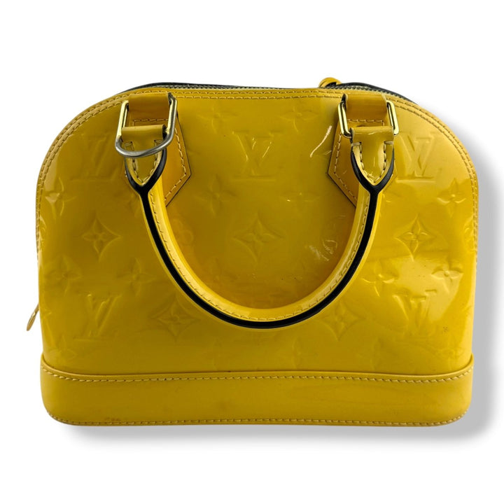 Louis Vuitton Alma BB Yellow Vernis Patent Leather Monogram Handbag - Lux Central