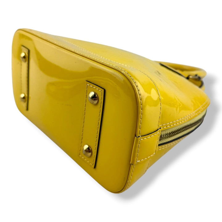 Louis Vuitton Alma BB Yellow Vernis Patent Leather Monogram Handbag - Lux Central