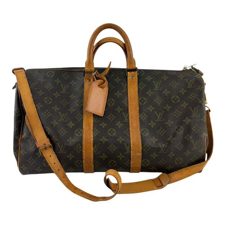 Louis Vuitton Bandouliere Vintage Brown Monogram 45 Keepall Duffle Bag - Lux Central