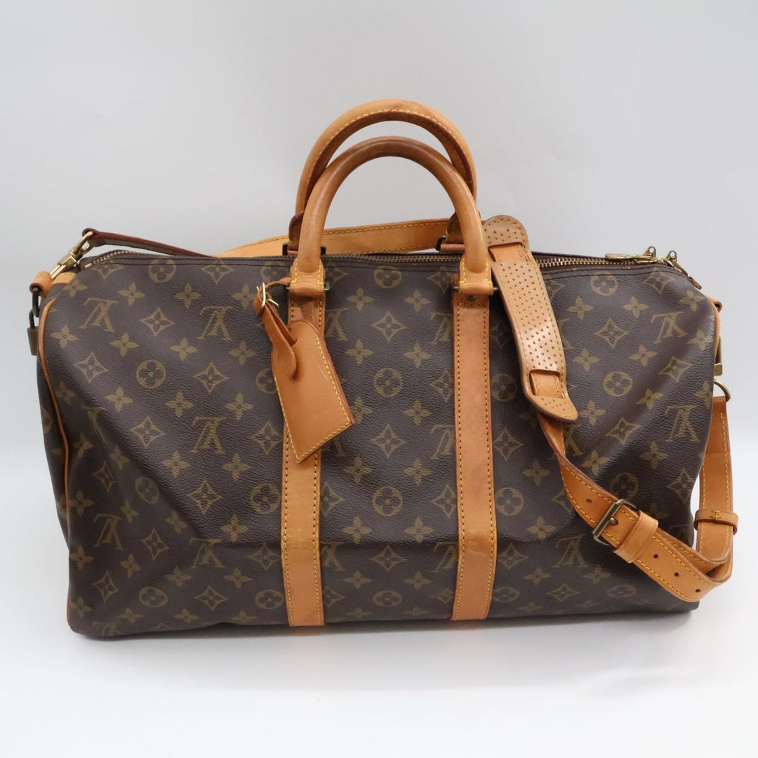 Louis Vuitton Bandouliere Vintage Brown Monogram 45 Keepall Duffle Bag - Lux Central
