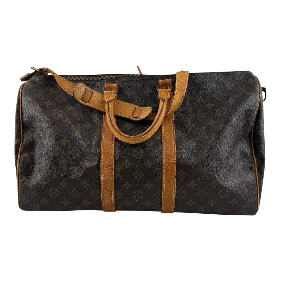 Louis Vuitton Bandouliere Vintage Brown Monogram 45 Keepall Duffle Bag - Lux Central