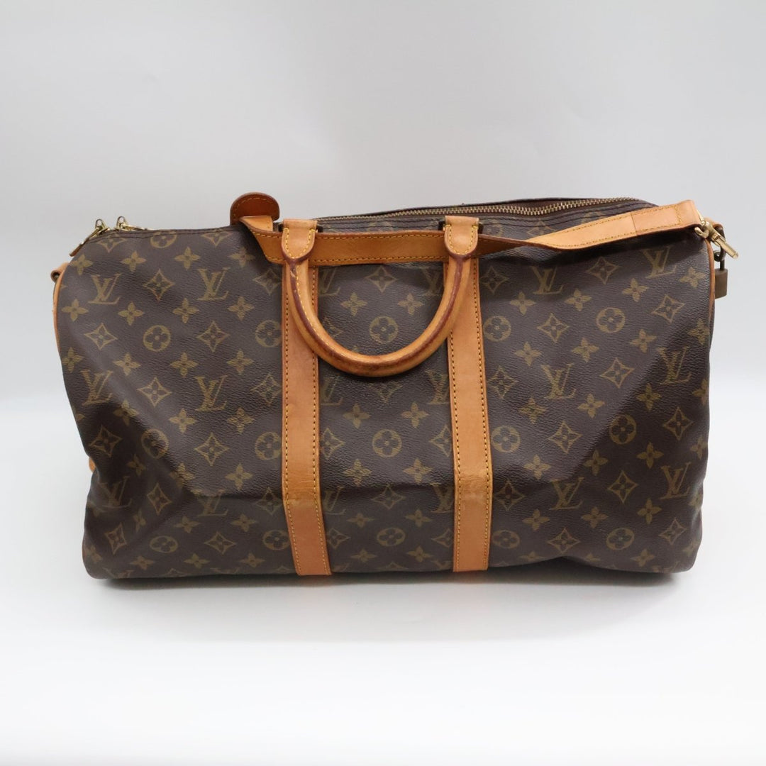 Louis Vuitton Bandouliere Vintage Brown Monogram 45 Keepall Duffle Bag - Lux Central