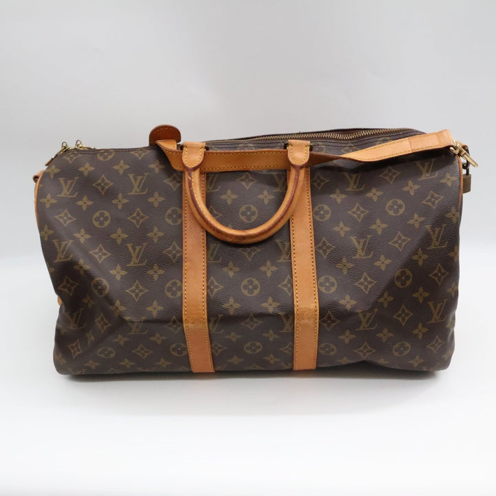 Louis Vuitton Bandouliere Vintage Brown Monogram 45 Keepall Duffle Bag - Lux Central