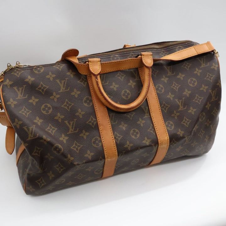Louis Vuitton Bandouliere Vintage Brown Monogram 45 Keepall Duffle Bag - Lux Central