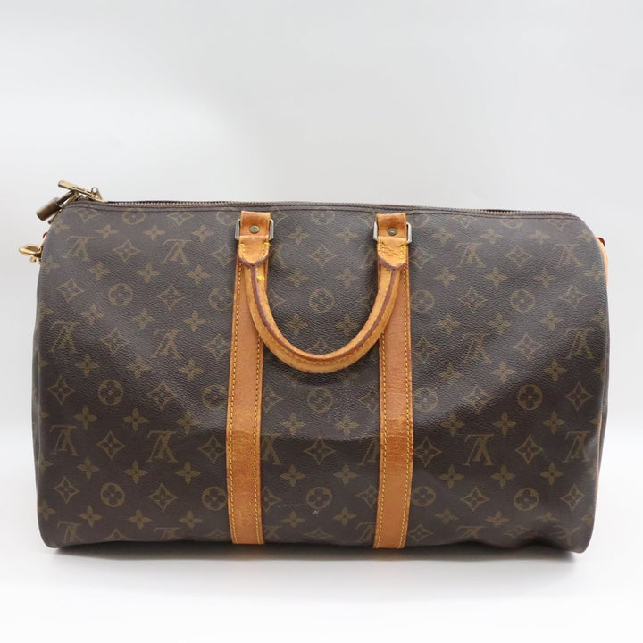 Louis Vuitton Bandouliere Vintage Brown Monogram 45 Keepall Duffle Bag - Lux Central