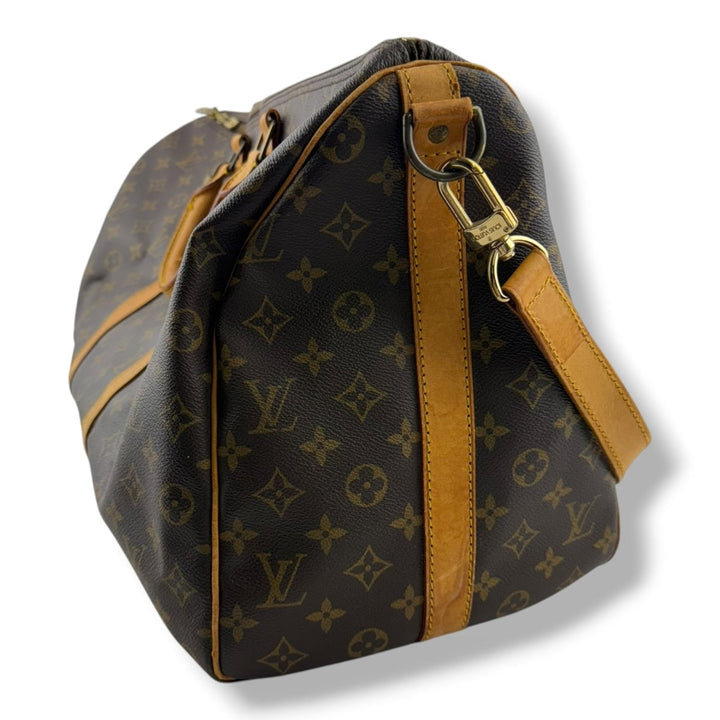 Louis Vuitton Bandouliere Vintage Brown Monogram 50 Keepall Duffle Bag - Lux Central