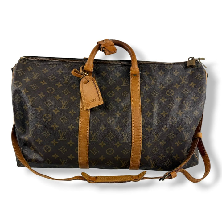 Louis Vuitton Bandouliere Vintage Brown Monogram 50 Keepall Duffle Bag - Lux Central