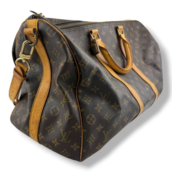 Louis Vuitton Bandouliere Vintage Brown Monogram 50 Keepall Duffle Bag - Lux Central