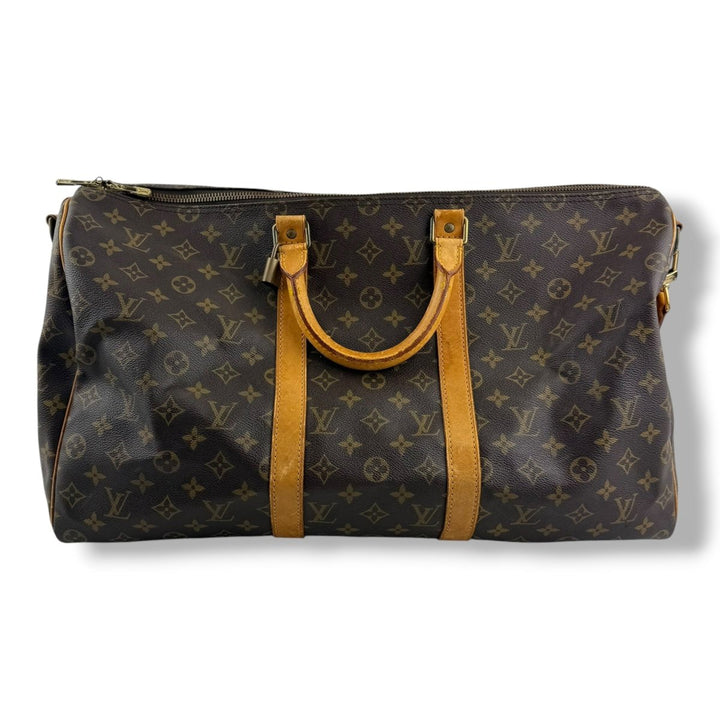 Louis Vuitton Bandouliere Vintage Brown Monogram 50 Keepall Duffle Bag - Lux Central