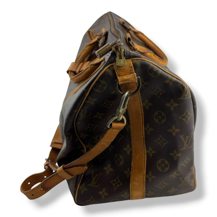 Louis Vuitton Bandouliere Vintage Brown Monogram 50 Keepall Duffle Bag - Lux Central
