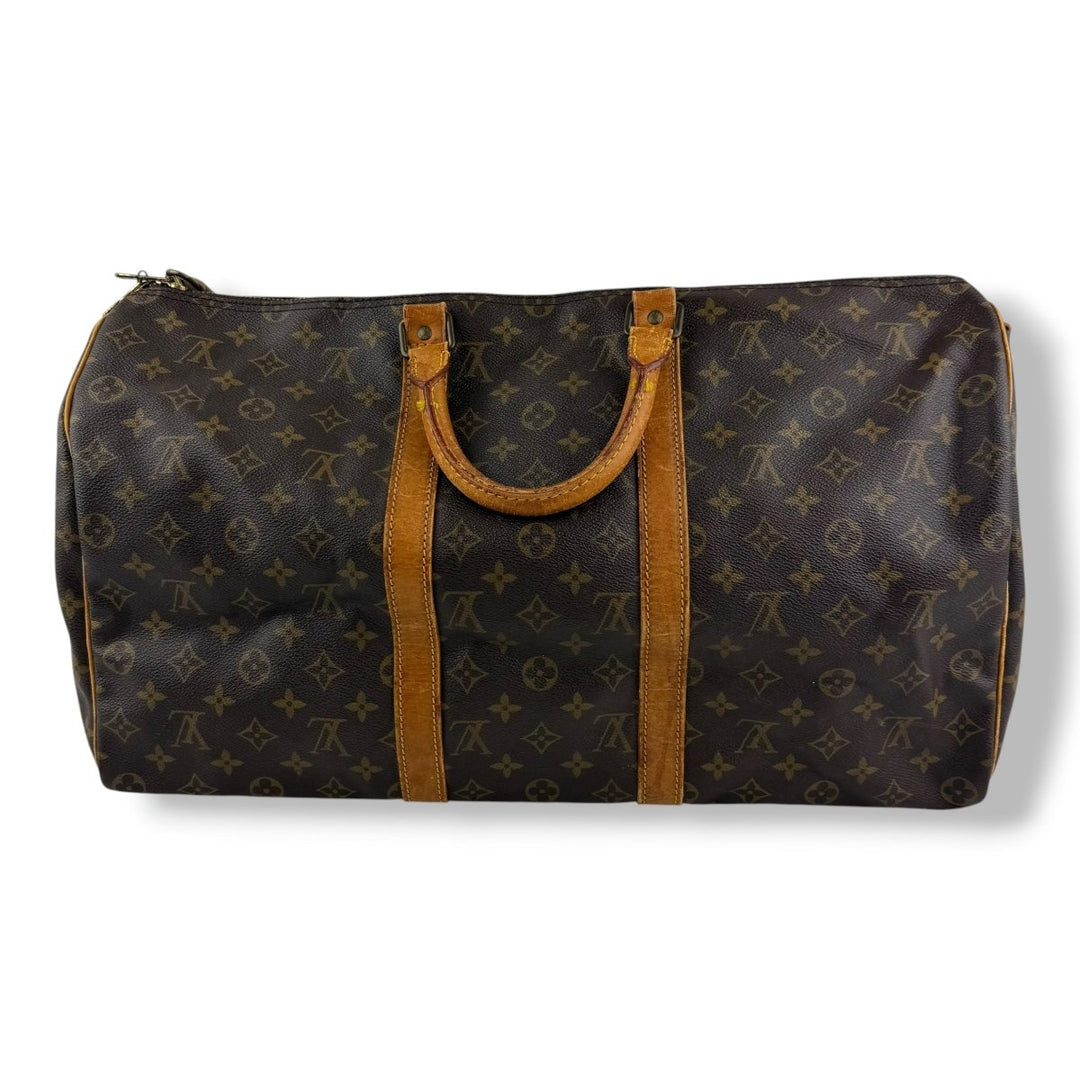 Louis Vuitton Bandouliere Vintage Brown Monogram 50 Keepall Duffle Bag - Lux Central