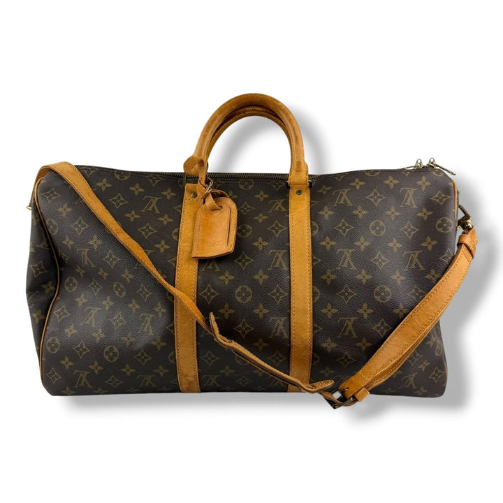 Louis Vuitton Bandouliere Vintage Brown Monogram 50 Keepall Duffle Bag - Lux Central