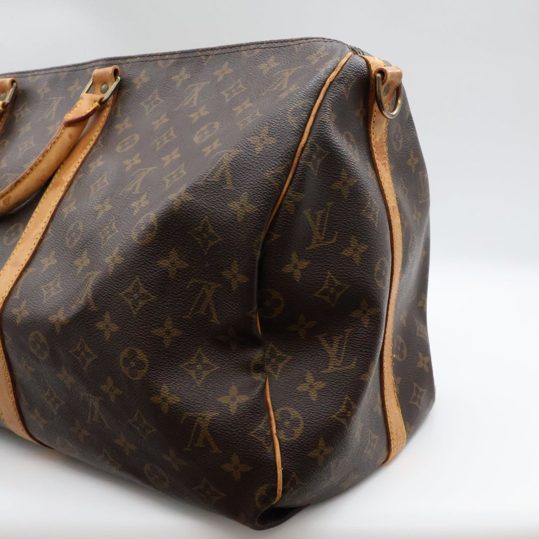 Louis Vuitton Bandouliere Vintage Brown Monogram 55 Keepall Duffle Bag - Lux Central