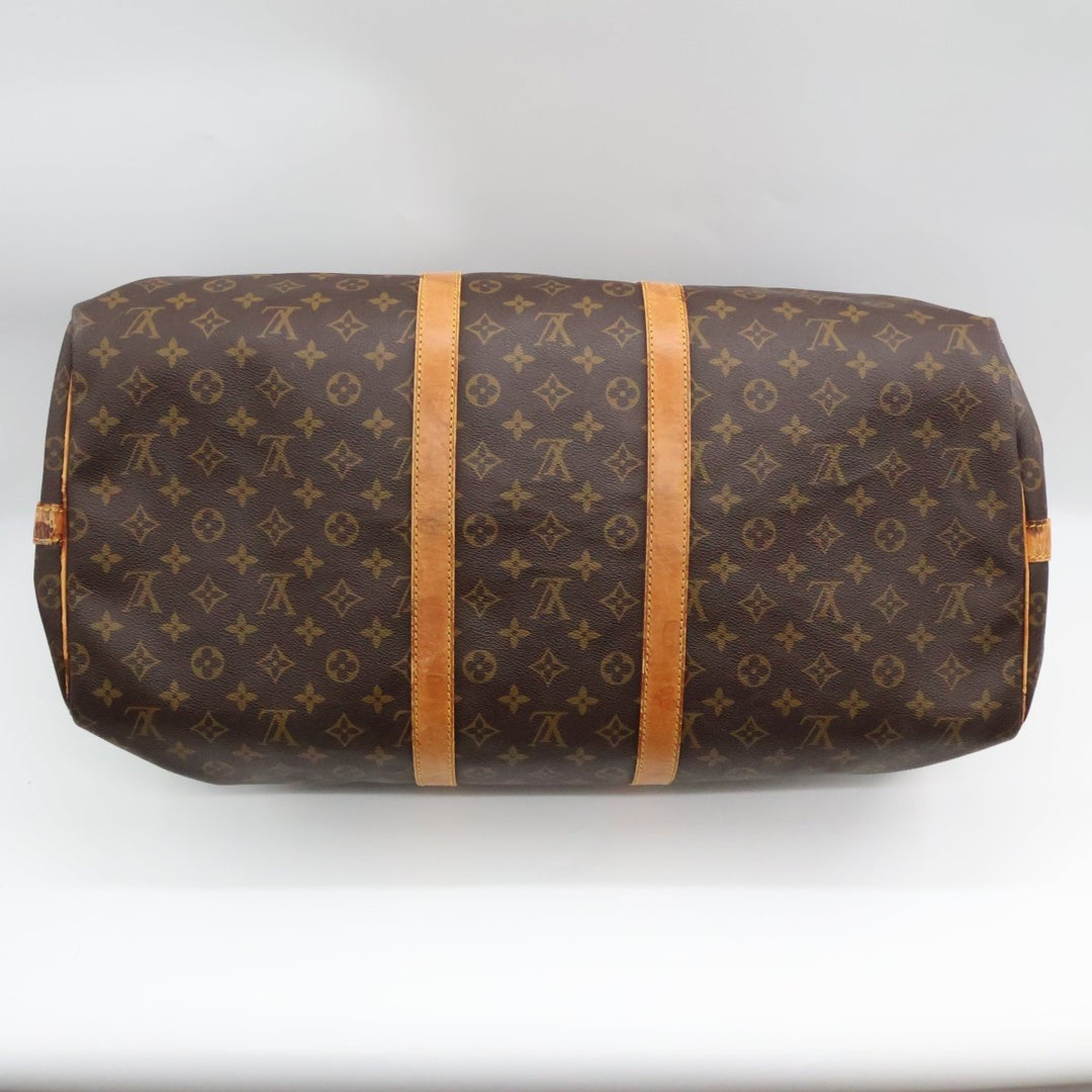 Louis Vuitton Bandouliere Vintage Brown Monogram 55 Keepall Duffle Bag - Lux Central