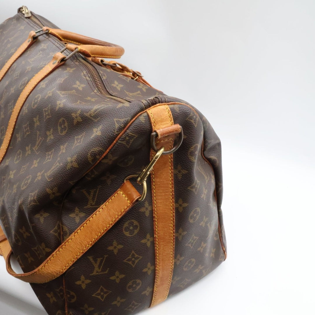 Louis Vuitton Bandouliere Vintage Brown Monogram 55 Keepall Duffle Bag - Lux Central