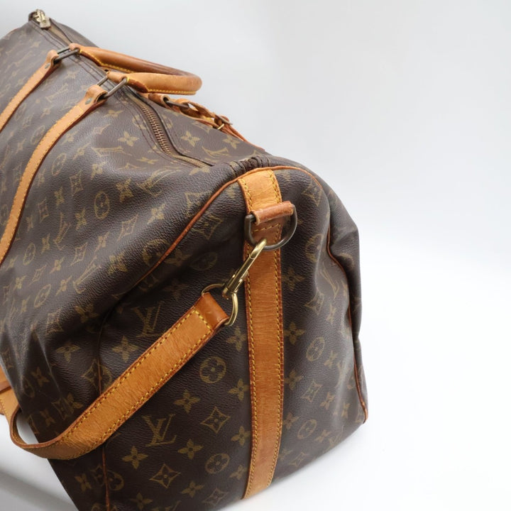 Louis Vuitton Bandouliere Vintage Brown Monogram 55 Keepall Duffle Bag - Lux Central