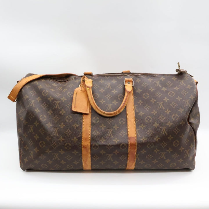 Louis Vuitton Bandouliere Vintage Brown Monogram 55 Keepall Duffle Bag - Lux Central