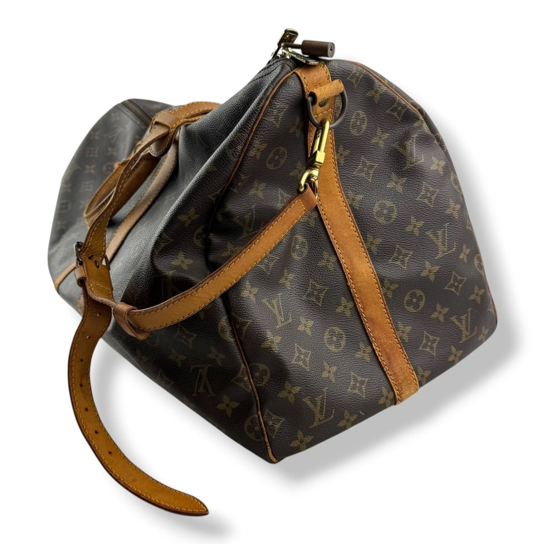 Louis Vuitton Bandouliere Vintage Brown Monogram 55 Keepall Duffle Bag - Lux Central