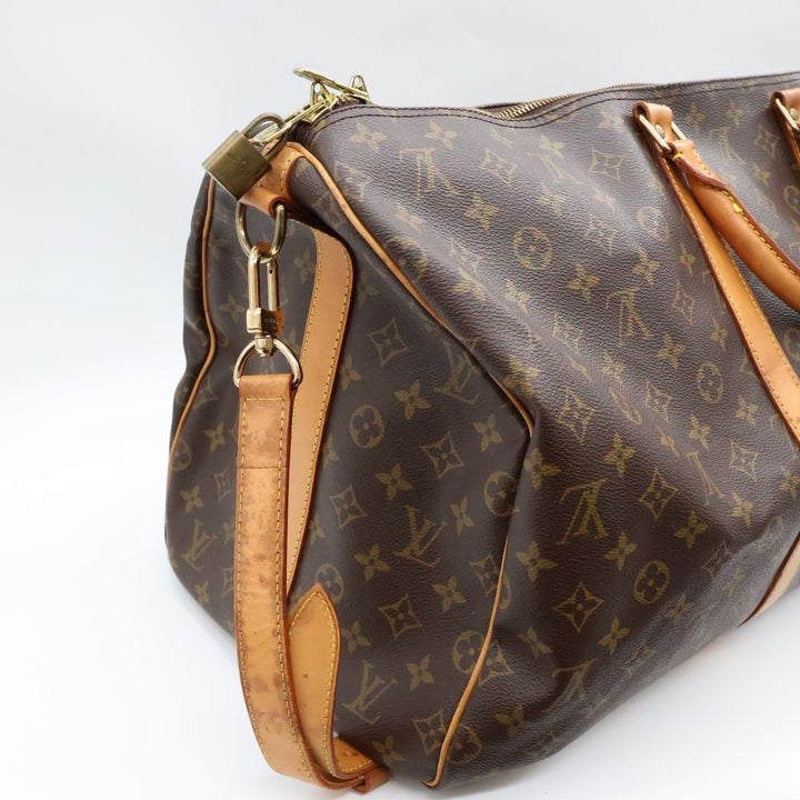 Louis Vuitton Bandouliere Vintage Brown Monogram 55 Keepall Duffle Bag - Lux Central