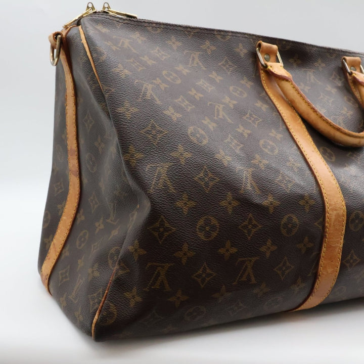 Louis Vuitton Bandouliere Vintage Brown Monogram 55 Keepall Duffle Bag - Lux Central