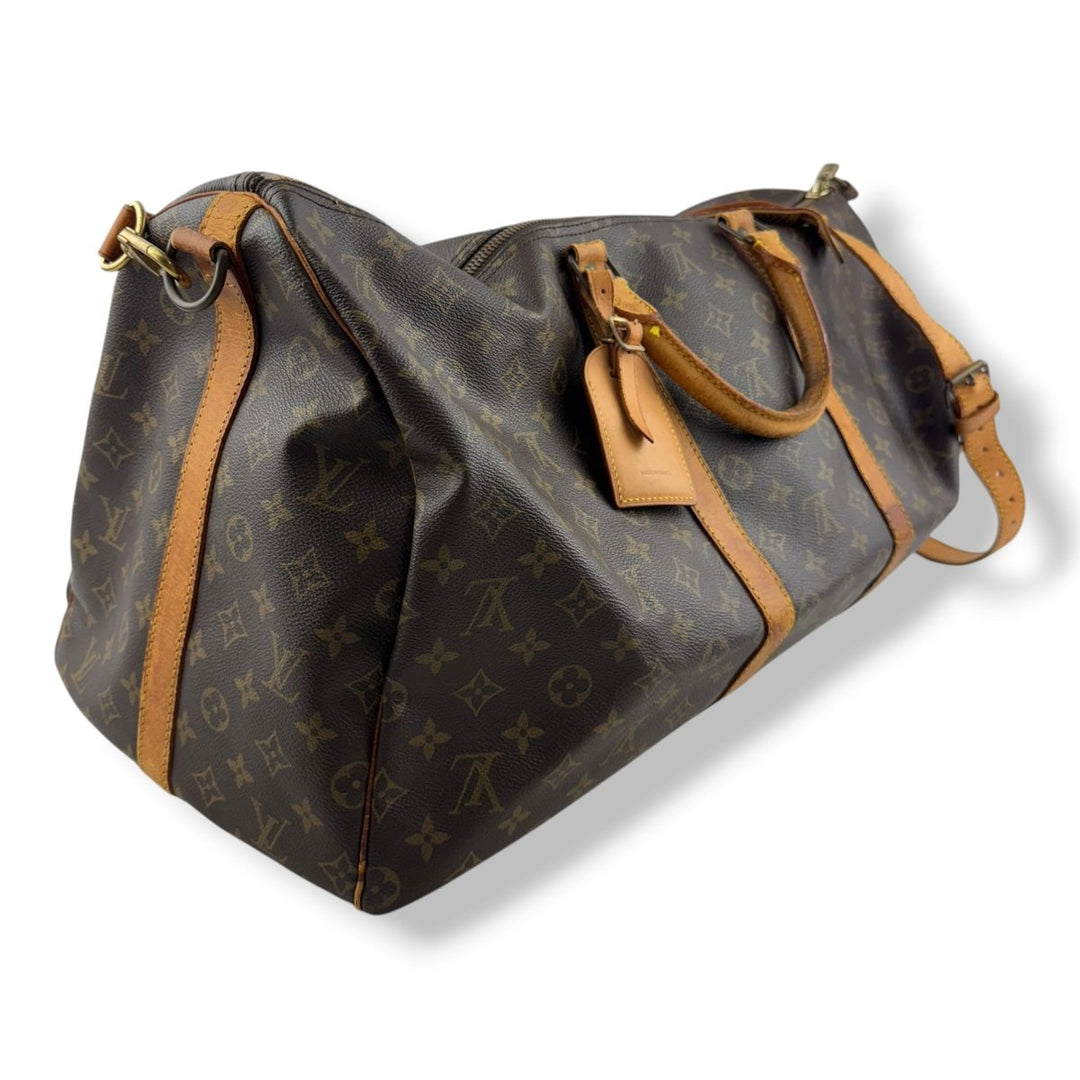 Louis Vuitton Bandouliere Vintage Brown Monogram 55 Keepall Duffle Bag - Lux Central