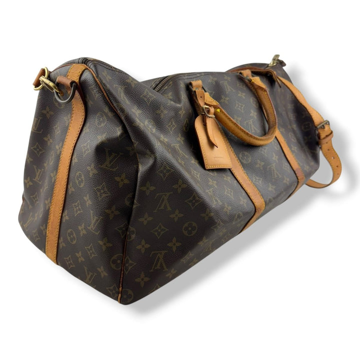 Louis Vuitton Bandouliere Vintage Brown Monogram 55 Keepall Duffle Bag - Lux Central