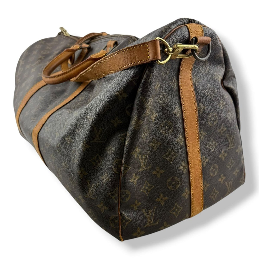 Louis Vuitton Bandouliere Vintage Brown Monogram 55 Keepall Duffle Bag - Lux Central