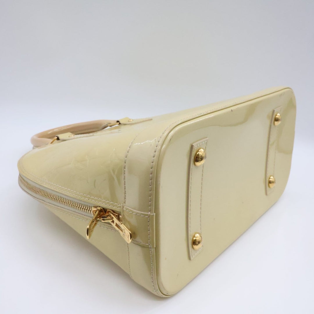 Louis Vuitton Beige Patent Leather Vernis Monogram Alma PM Handbag - Lux Central