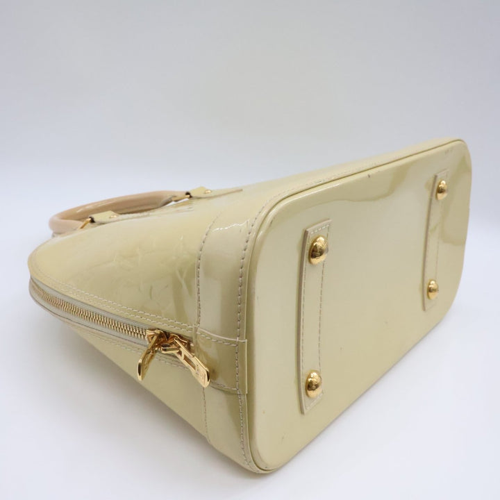 Louis Vuitton Beige Patent Leather Vernis Monogram Alma PM Handbag - Lux Central