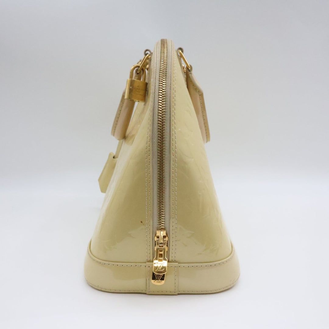 Louis Vuitton Beige Patent Leather Vernis Monogram Alma PM Handbag - Lux Central