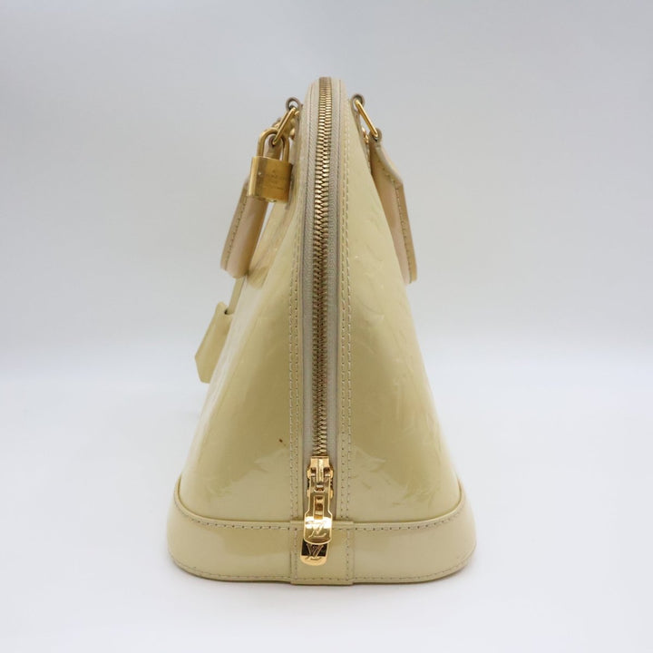 Louis Vuitton Beige Patent Leather Vernis Monogram Alma PM Handbag - Lux Central