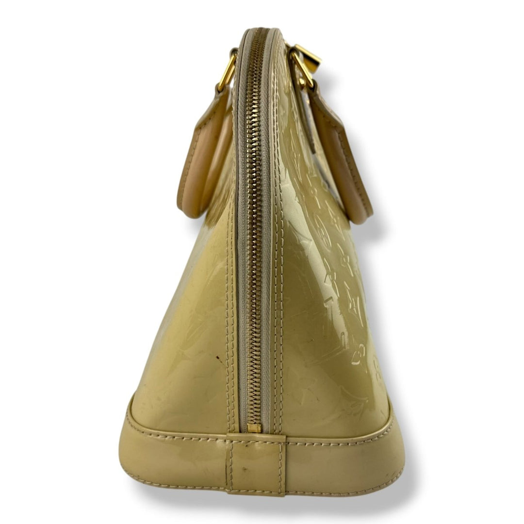 Louis Vuitton Beige Patent Leather Vernis Monogram Alma PM Handbag - Lux Central