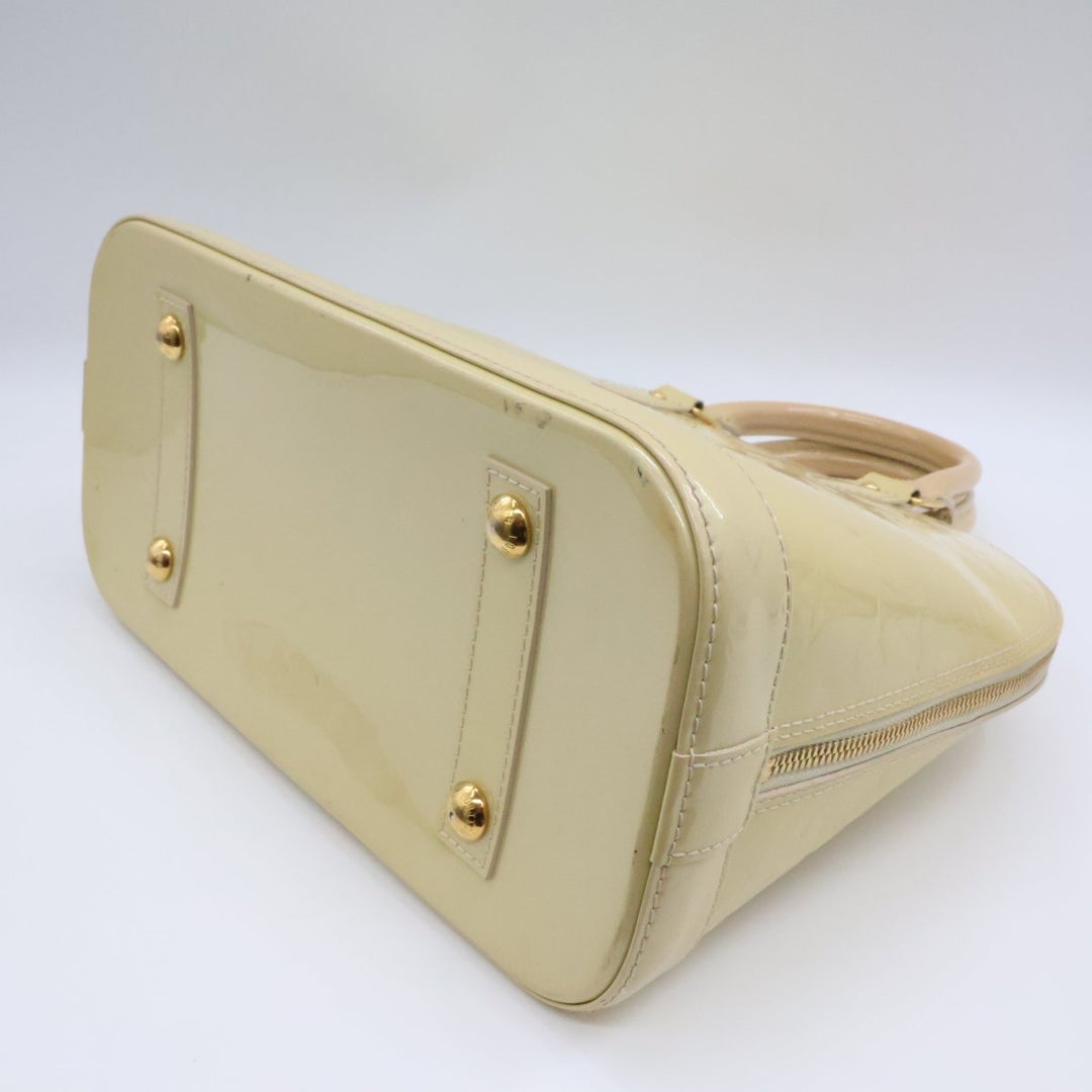 Louis Vuitton Beige Patent Leather Vernis Monogram Alma PM Handbag - Lux Central